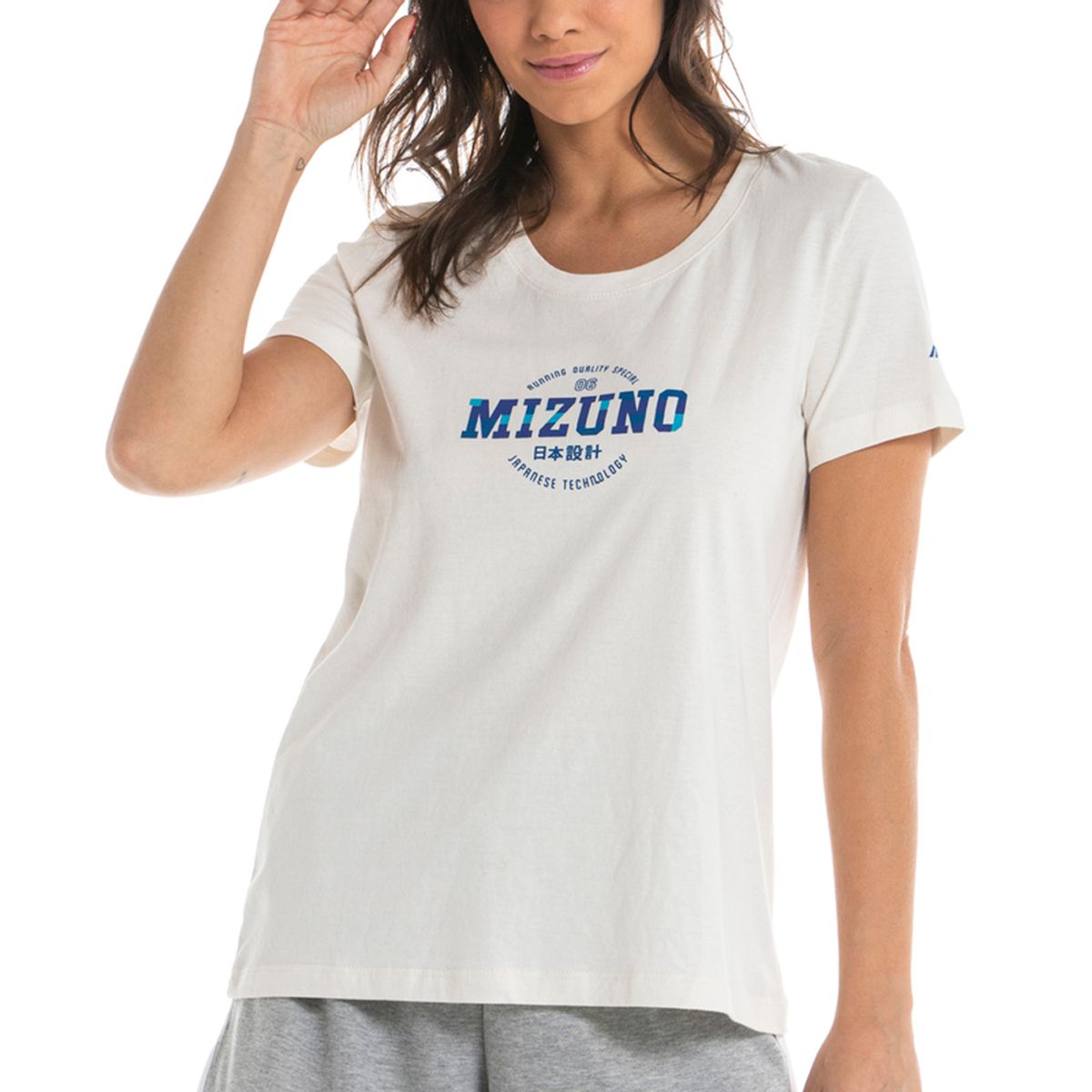 Camiseta de Treino Feminina Mizuno Graphic New P Branco