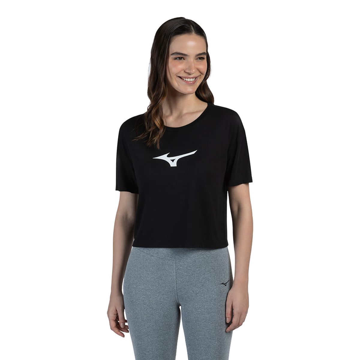 Camiseta Feminina Mizuno Cropped P Preto