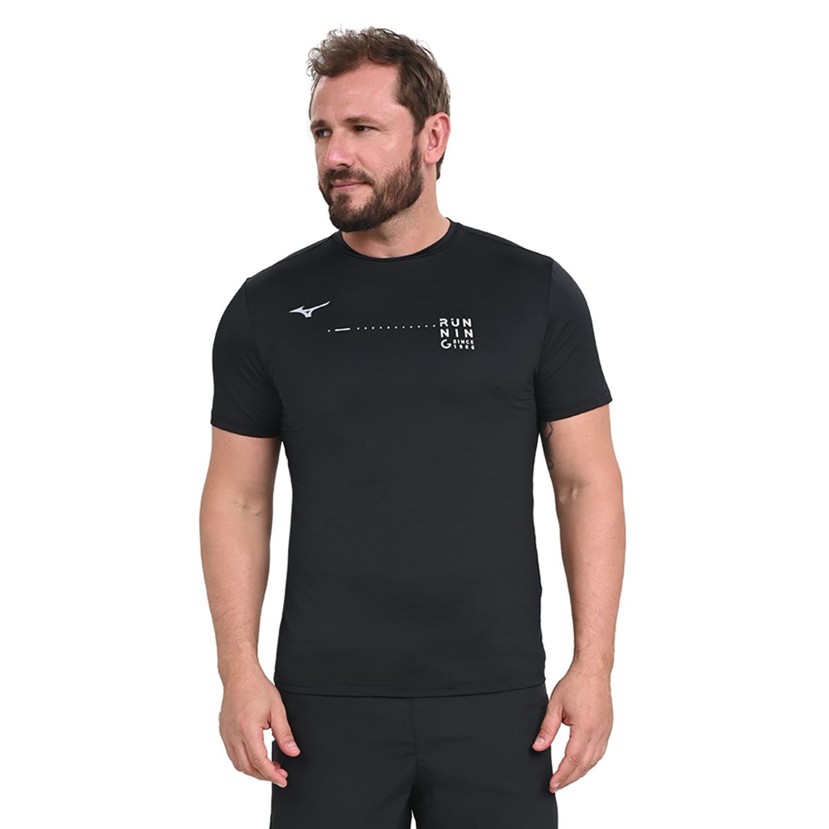 Camiseta de Treino Masculina Mizuno Focus Stamp GG Preto
