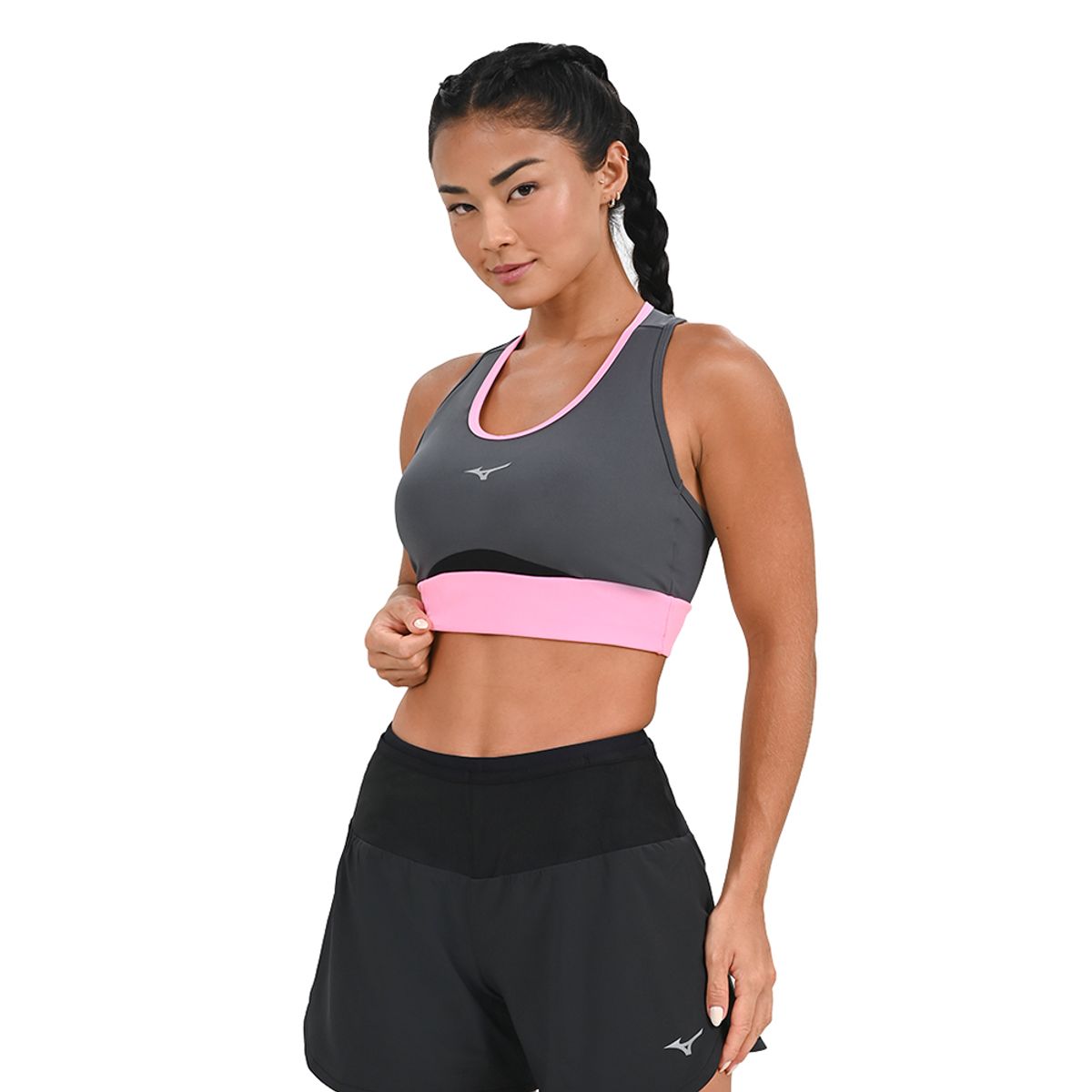 Top de Corrida Feminino Mizuno Run Easy 4 G Cinza