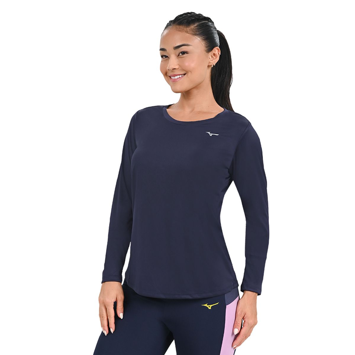 Camiseta Manga Longa de Treino Feminina Mizuno Energy M Azul