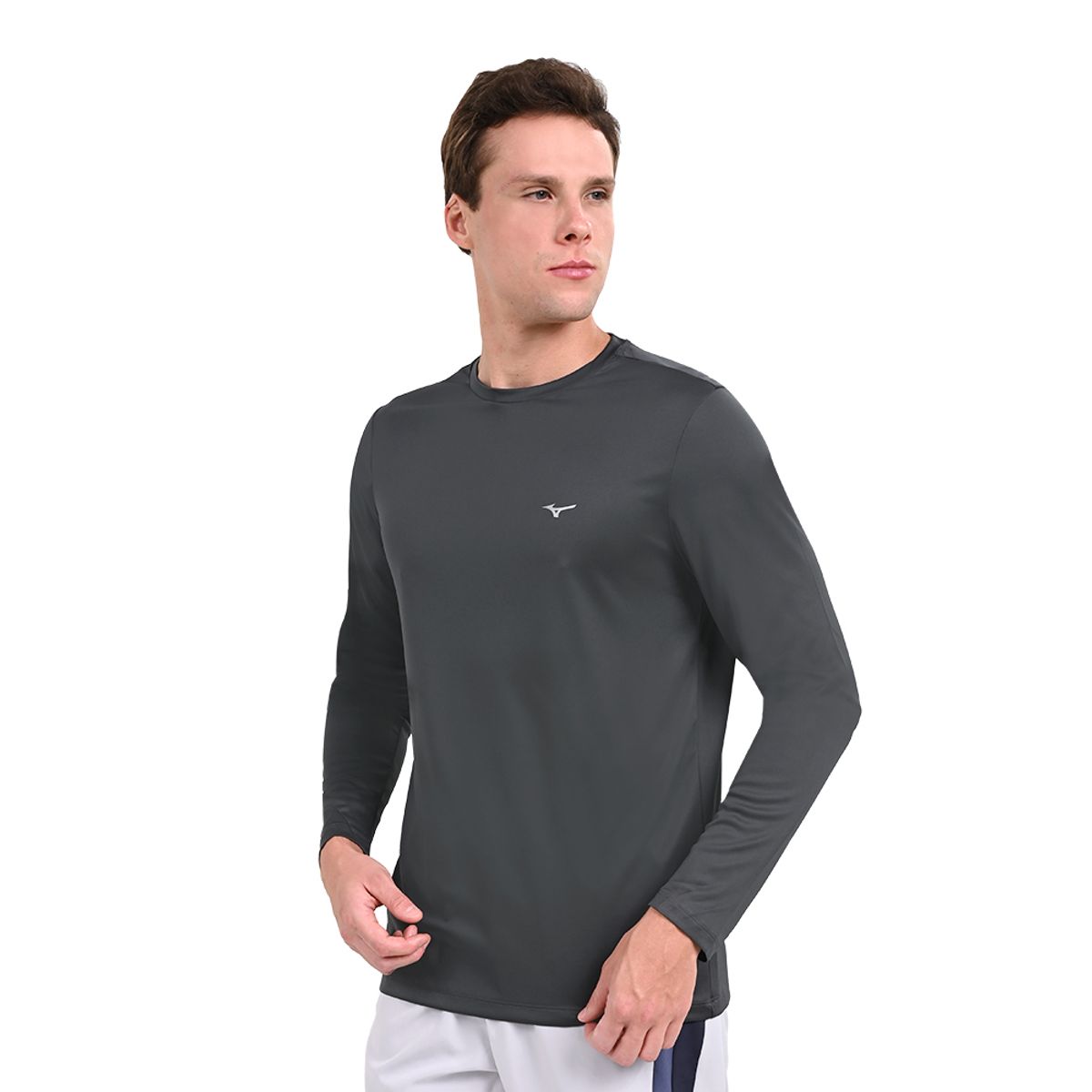 Camiseta Manga Longa de Treino Masculina Mizuno Energy M Cinza