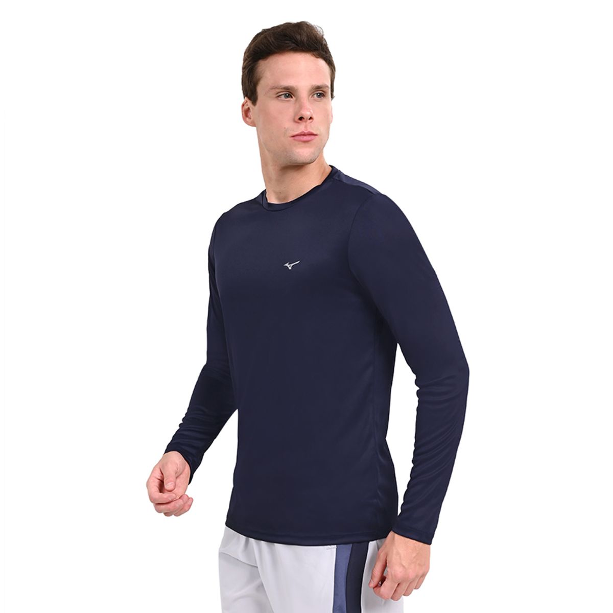 Camiseta Manga Longa de Treino Masculina Mizuno Energy M Azul