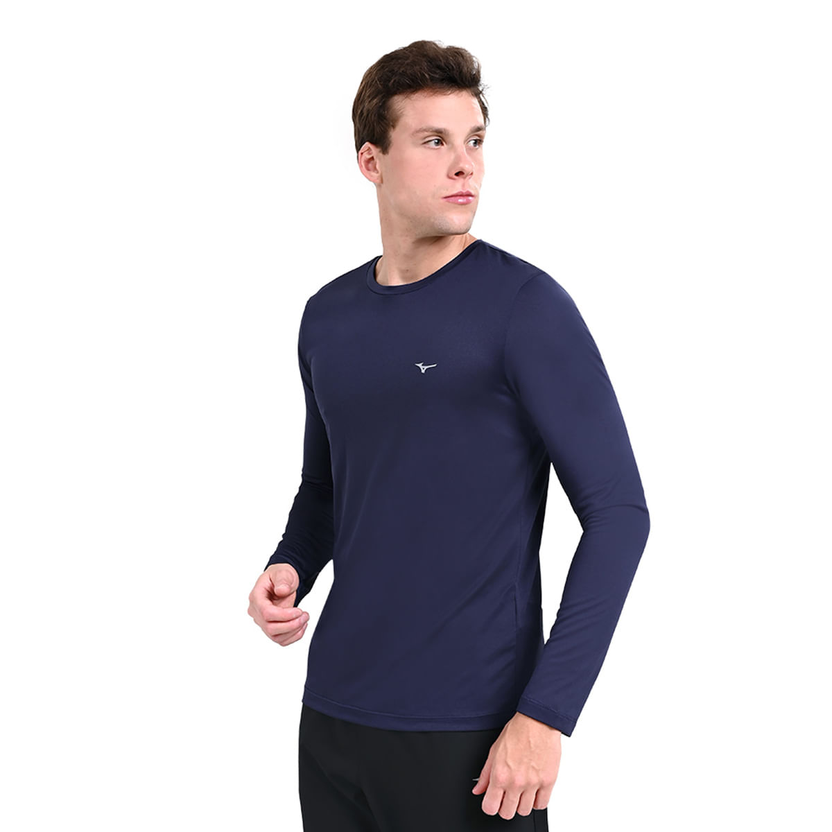 Camiseta Manga Longa de Treino Masculina Mizuno Nirvana M Azul