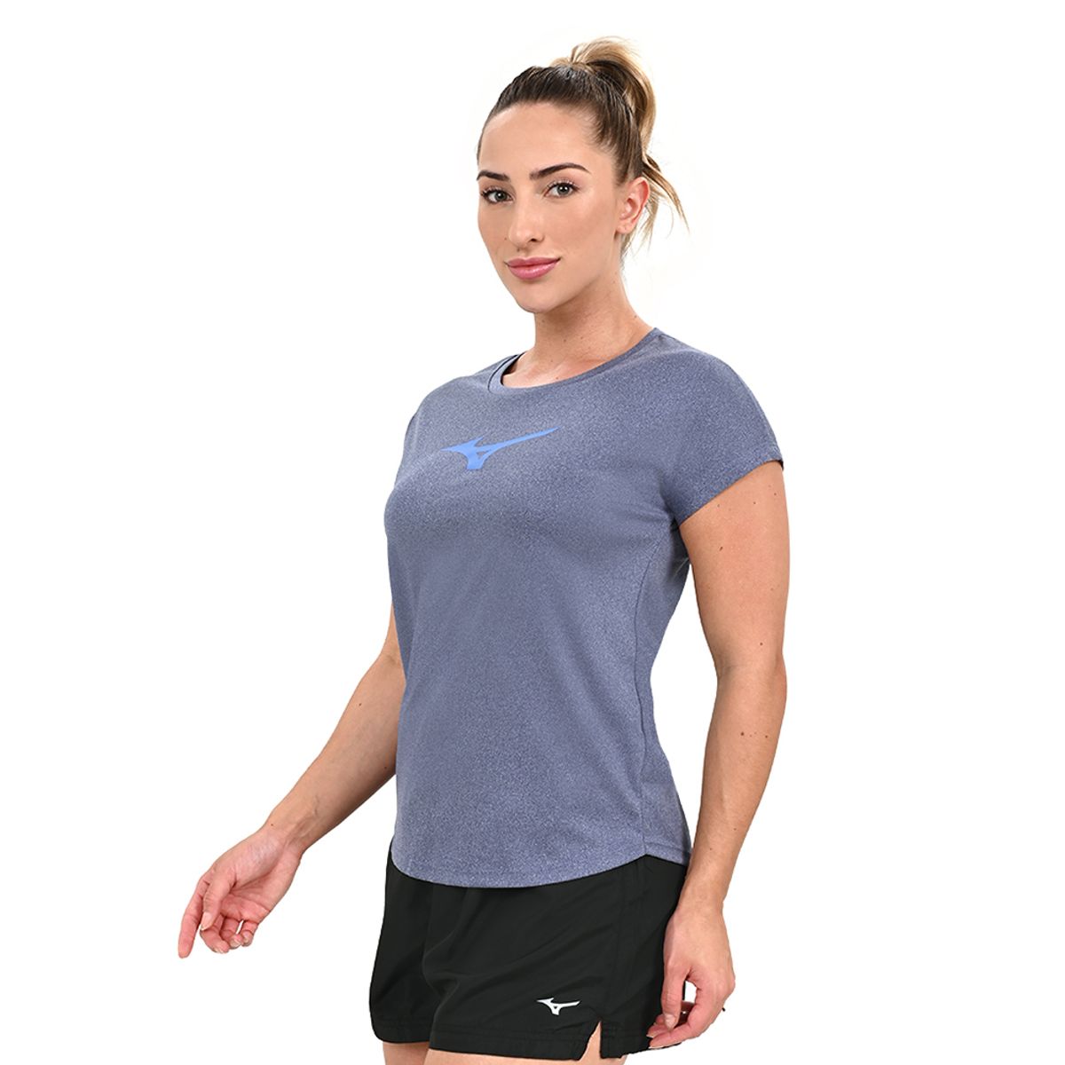 Camiseta de Corrida Feminina Mizuno Spark Big Logo G Azul