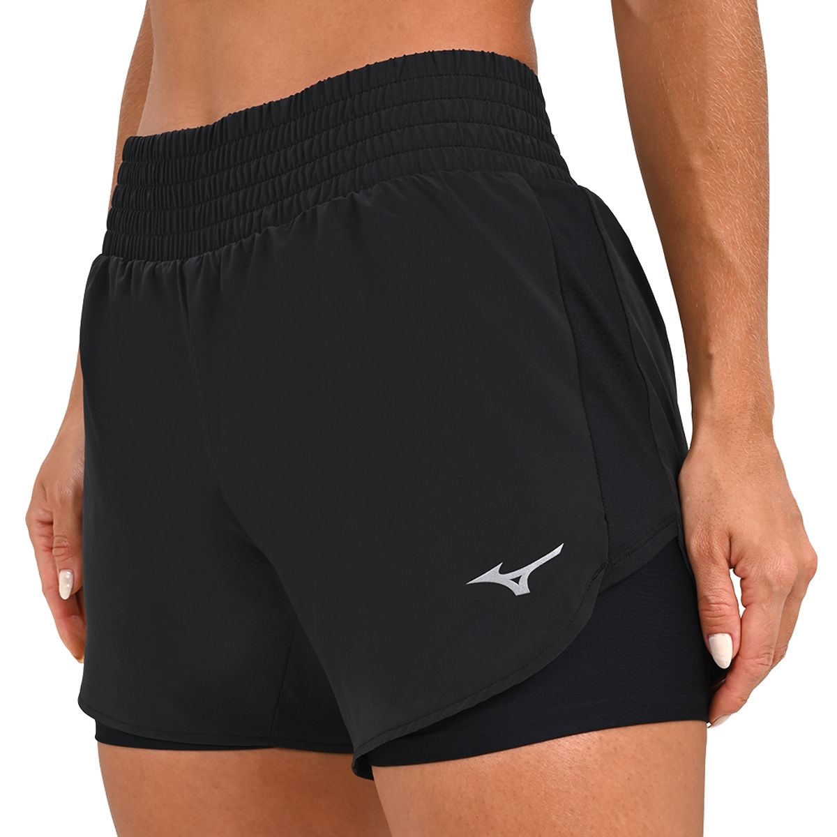 Shorts de Corrida Feminino Mizuno 2 em 1 M Preto