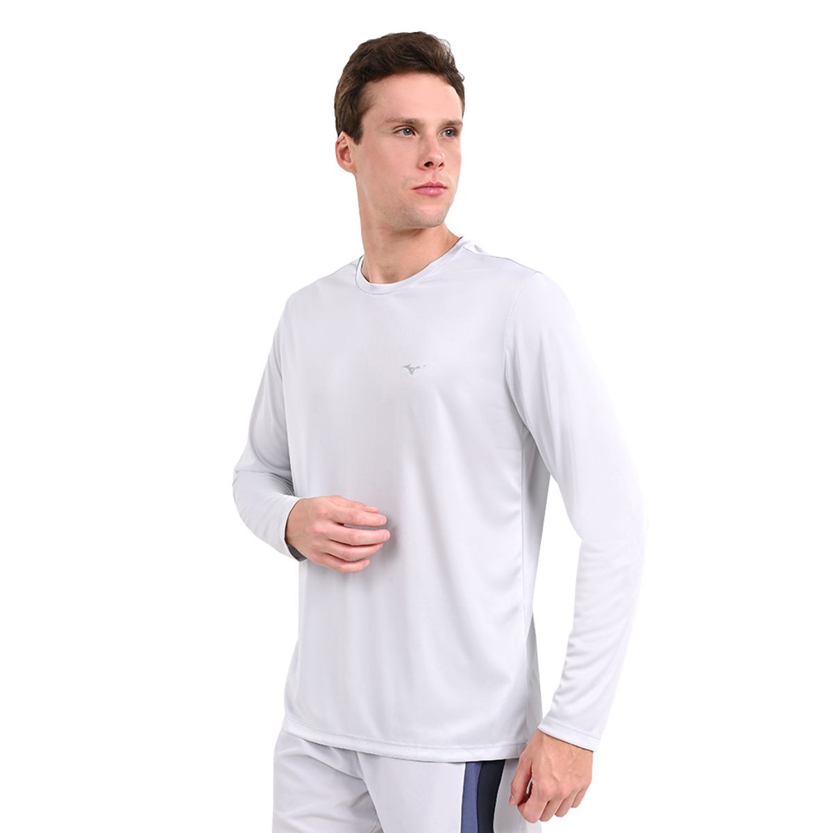 Camiseta Manga Longa de Treino Masculina Mizuno Energy M Cinza