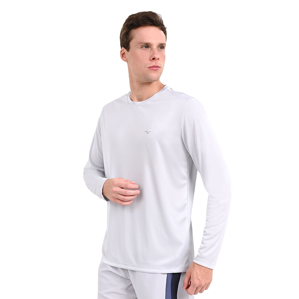 Camiseta Manga Longa de Treino Masculina Mizuno Energy - P Cinza