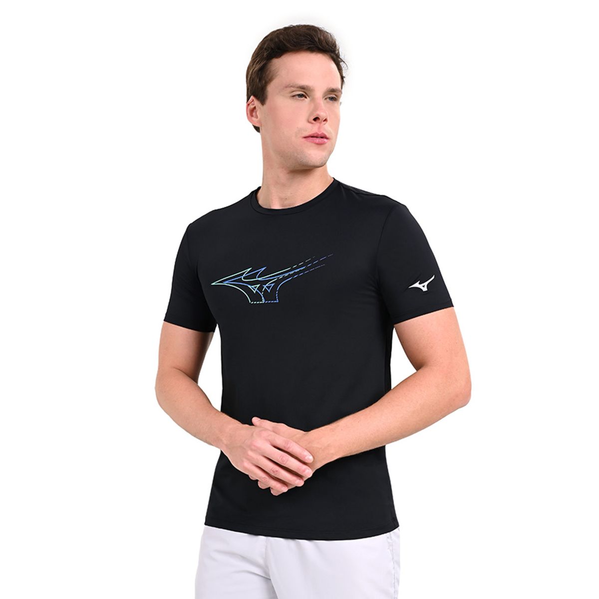 Camiseta de Corrida Mizuno Masculina Focus Stamp GG Preto