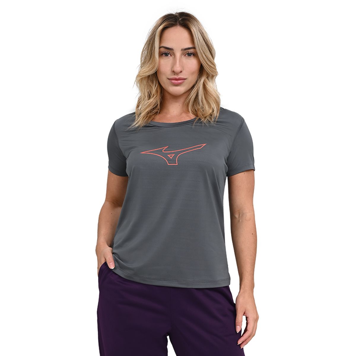Camiseta de Treino Feminina Mizuno Focus Stamp M Cinza
