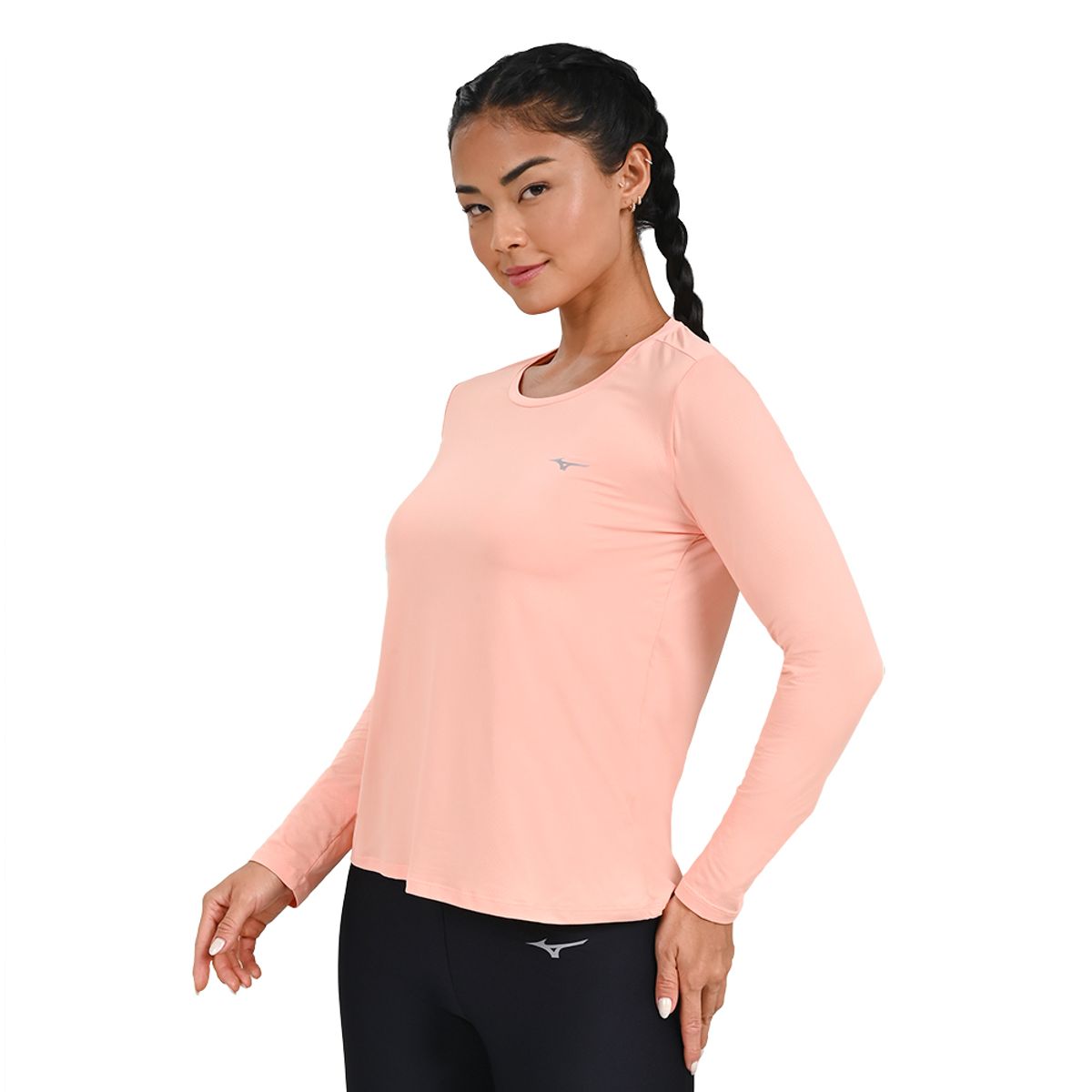 Camiseta Manga Longa de Corrida Feminina Mizuno Pro Uv +50 G Laranja