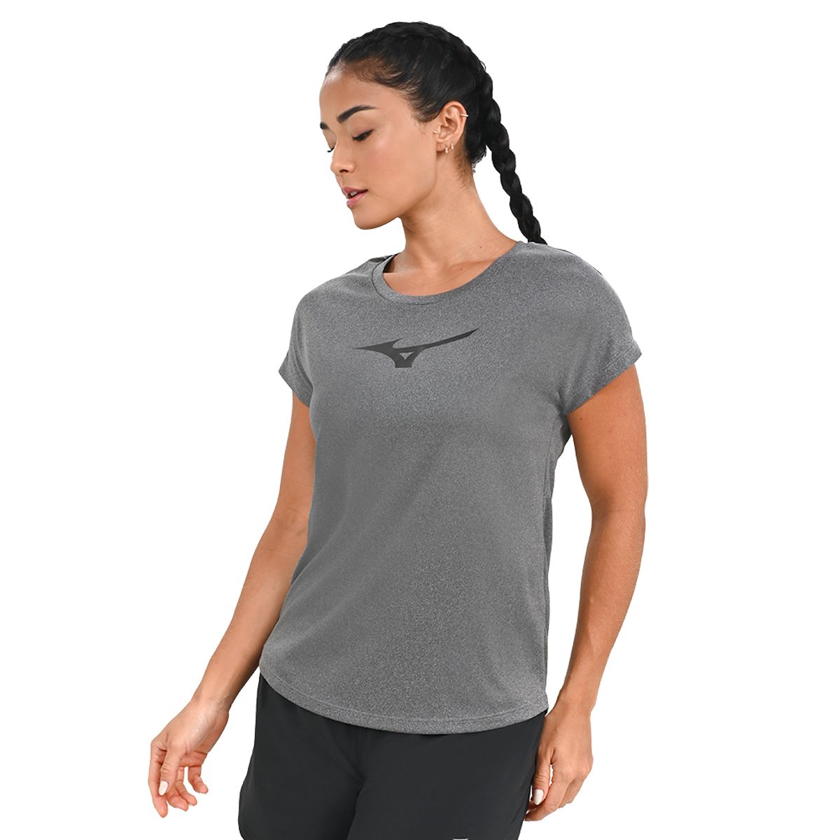 Camiseta de Corrida Feminina Mizuno Spark Big Logo M Preto