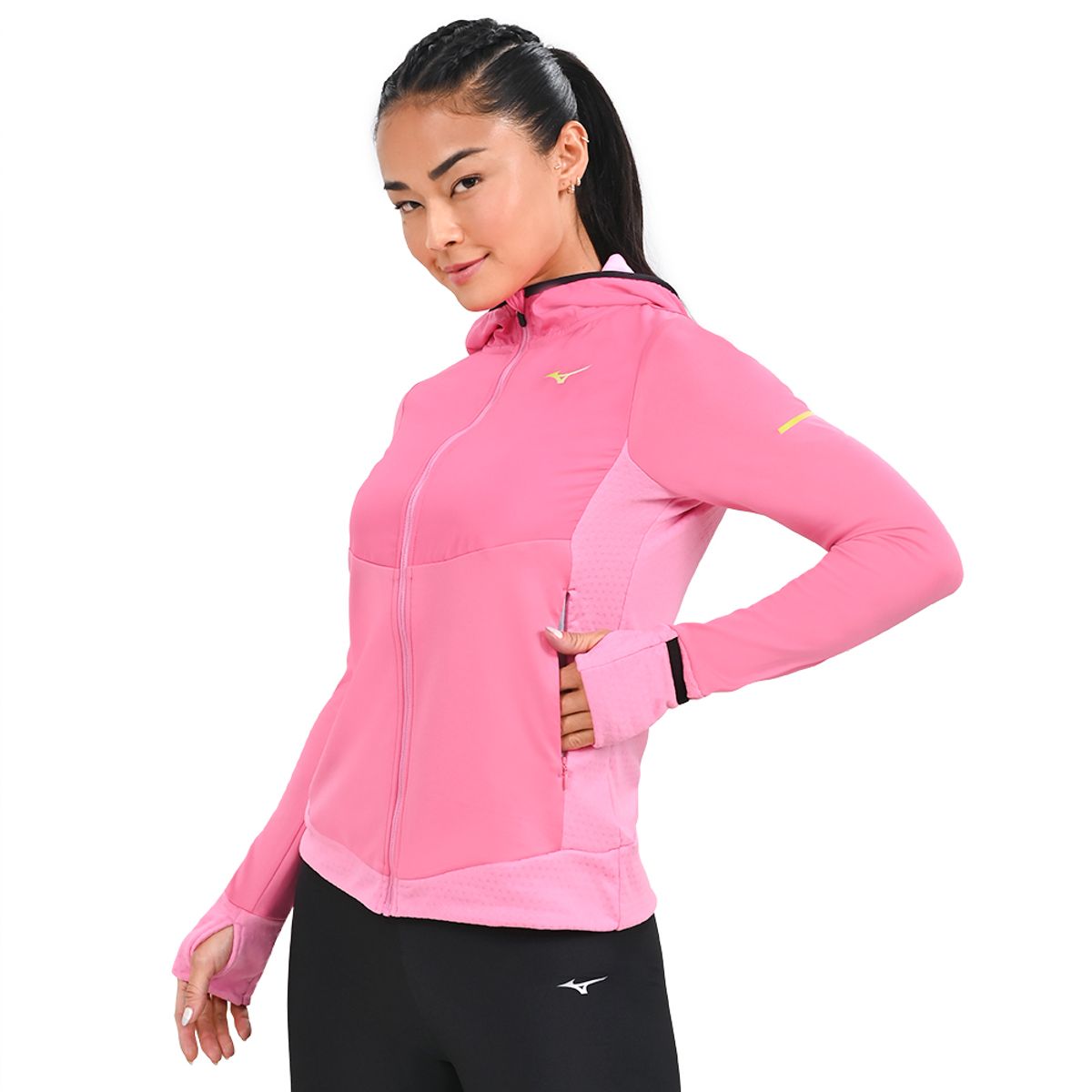 Jaqueta de Corrida Feminina Mizuno Warmalite Hybrid G Rosa