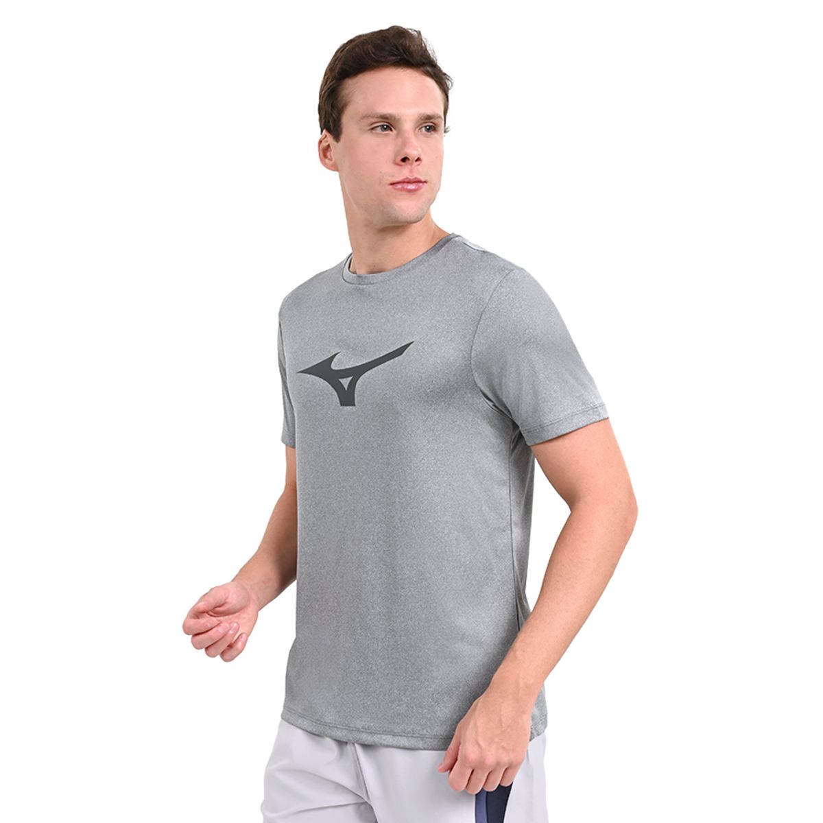Camiseta de Corrida Masculina Mizuno Run Spark Big Logo M Cinza