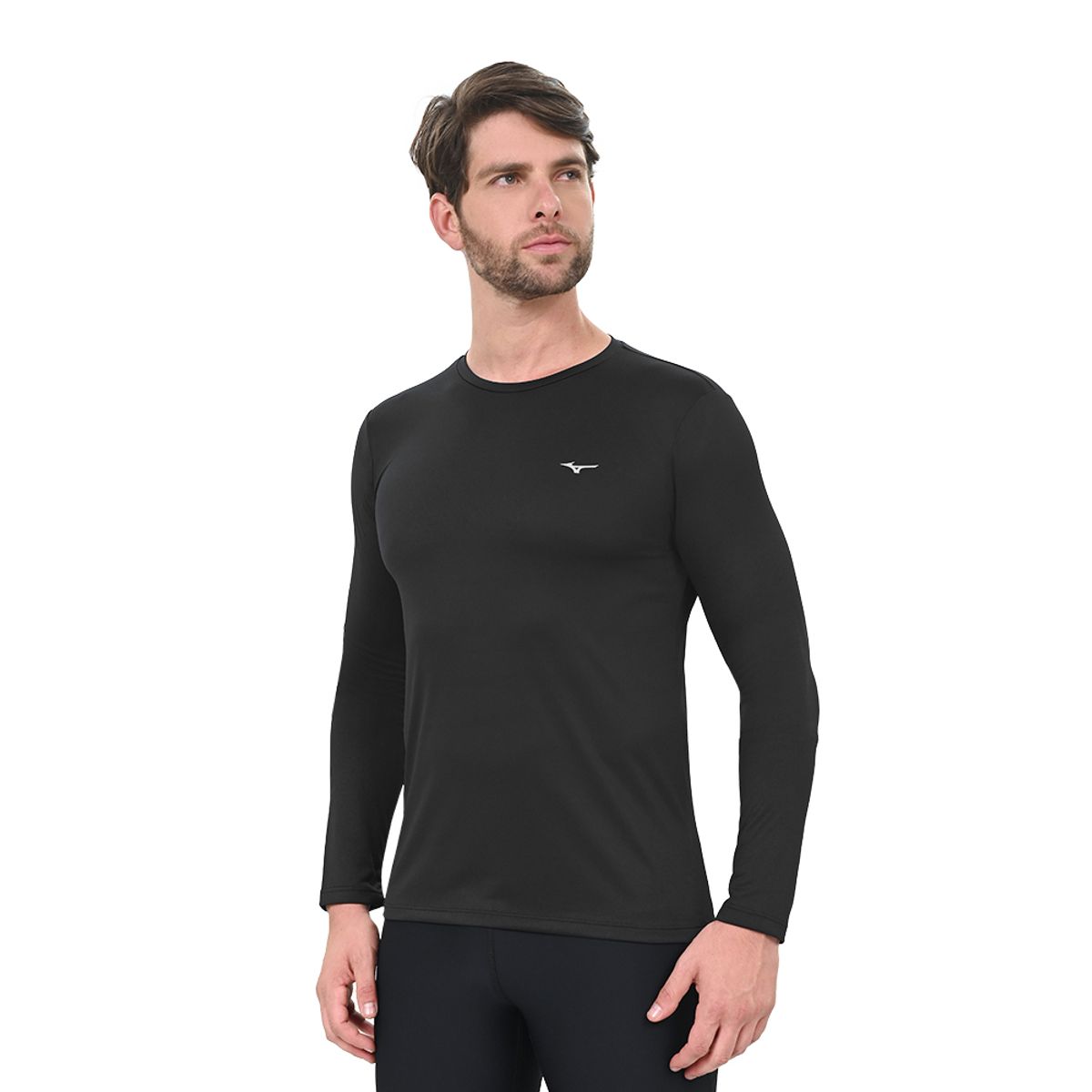 Camiseta de Corrida Manga Longa Masculina Mizuno Nirvana G Preto