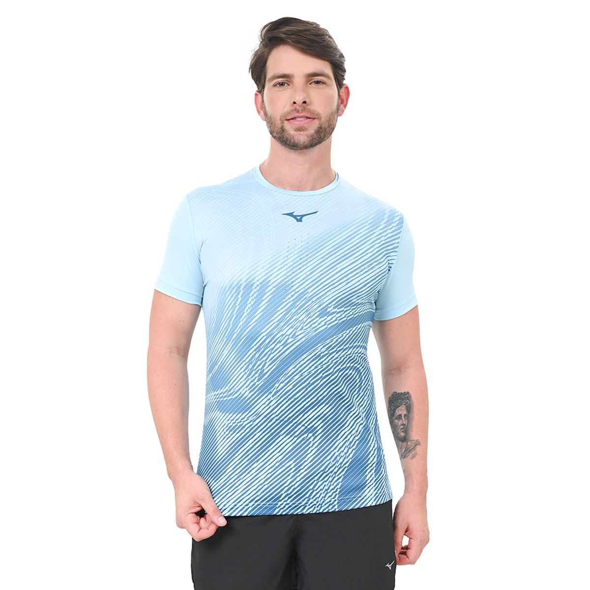 Camiseta de Tennis Masculina Mizuno Charge Shadow Graphic P Azul