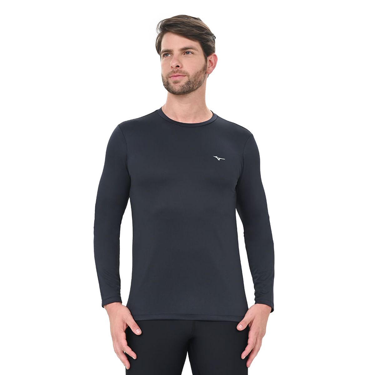 Camiseta Manga Longa de Corrida Masculina Mizuno Nirvana P Azul