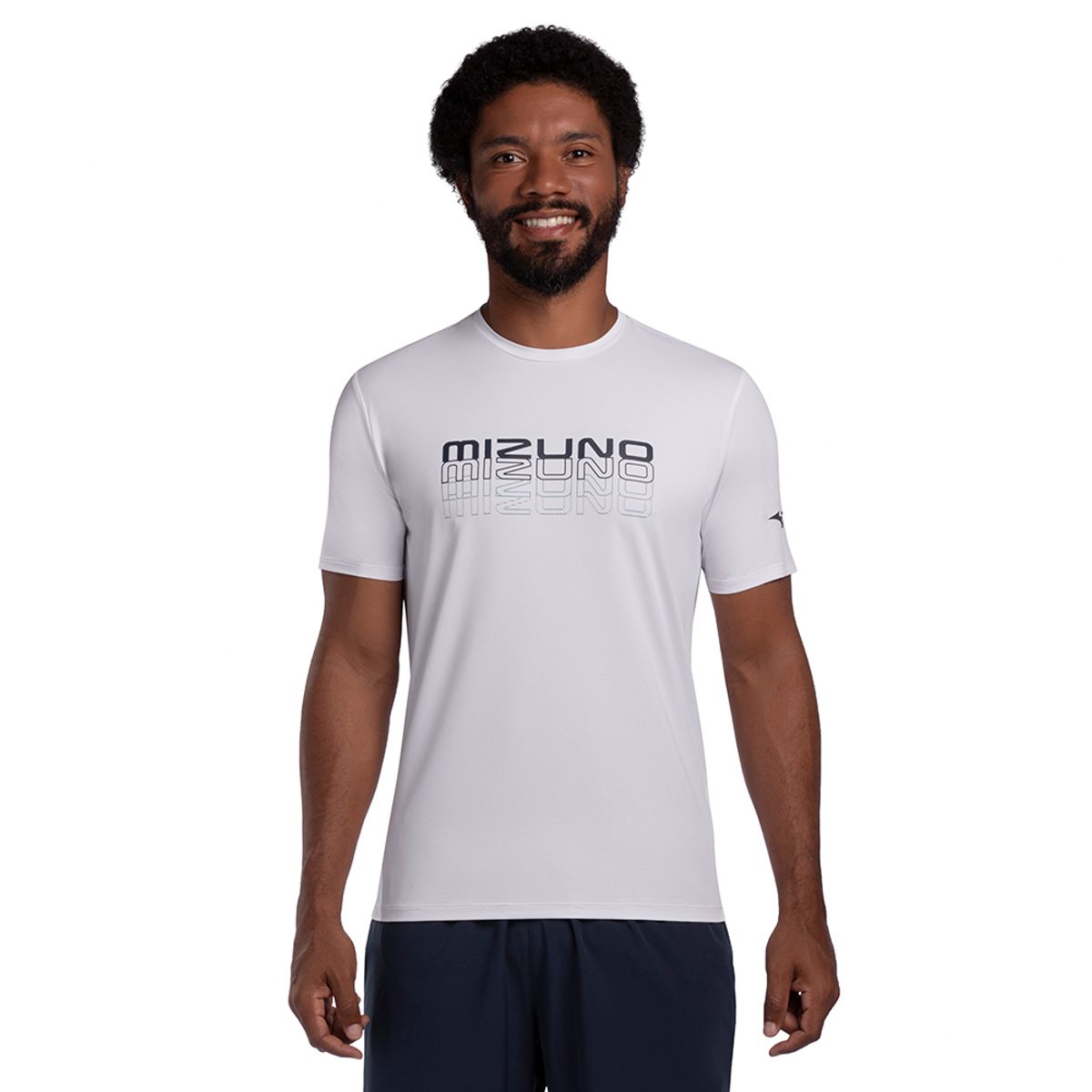 Camiseta de Corrida Masculina Mizuno Focus Stamp M Branco