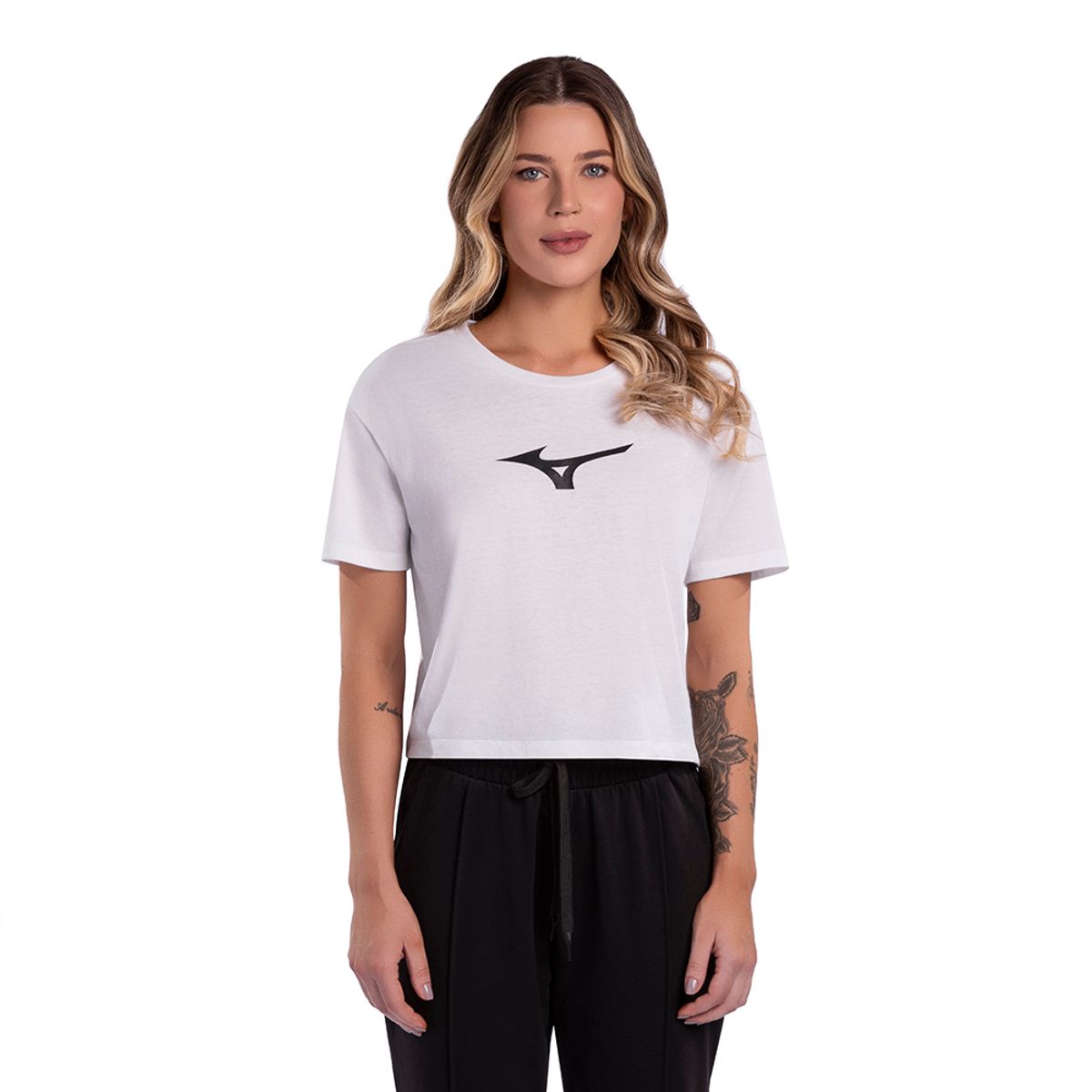 Camiseta Feminina Mizuno Cropped GG Branco