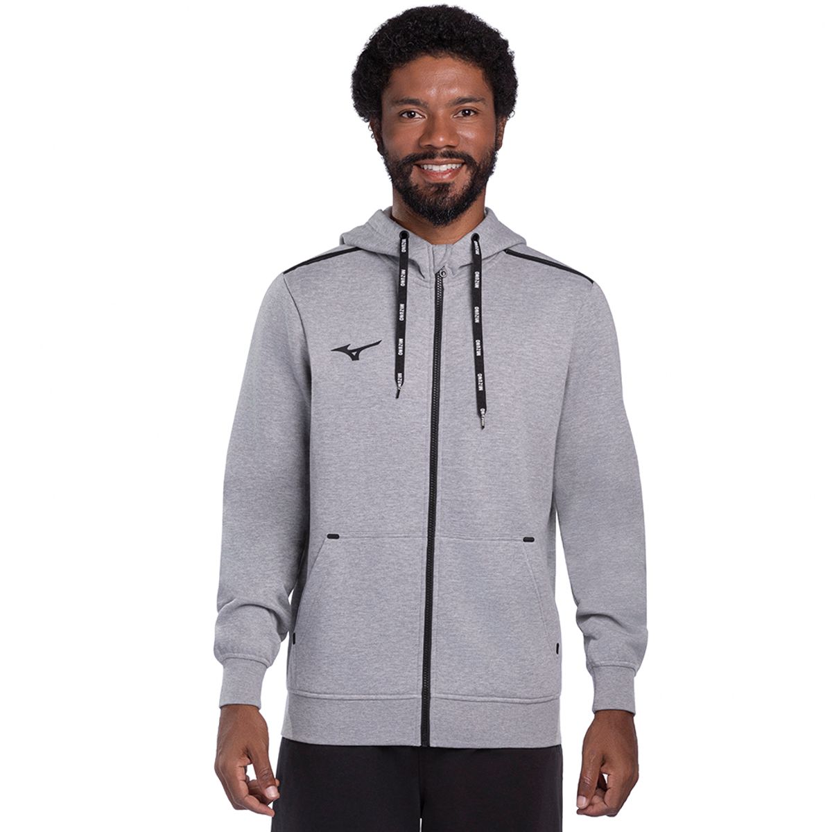 Moletom Masculino Mizuno Zipper GG Cinza