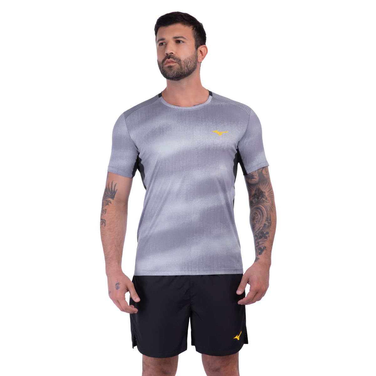 Camiseta de Corrida Mizuno Run Easy 5 Masculina P Cinza