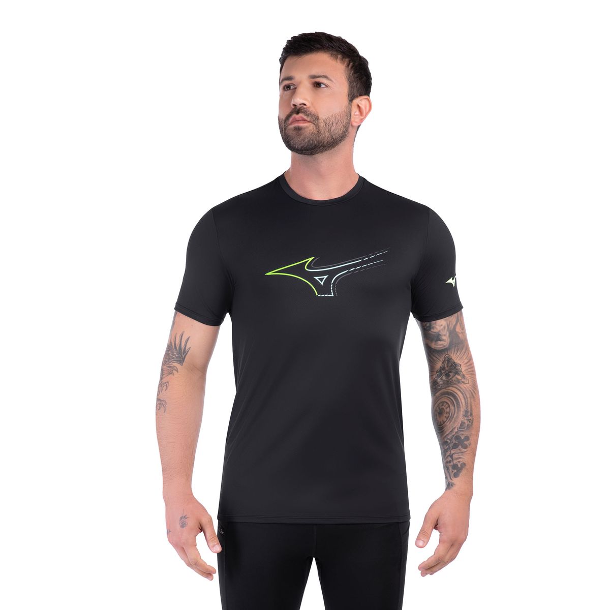 Camiseta de Corrida Mizuno Focus Stamp 2 Masculina GG Preto