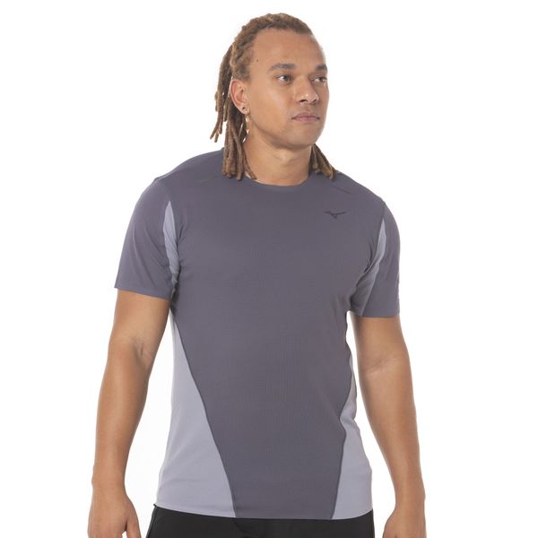 Camiseta de Corrida Mizuno Light Dryaeroflow Masculina P Cinza