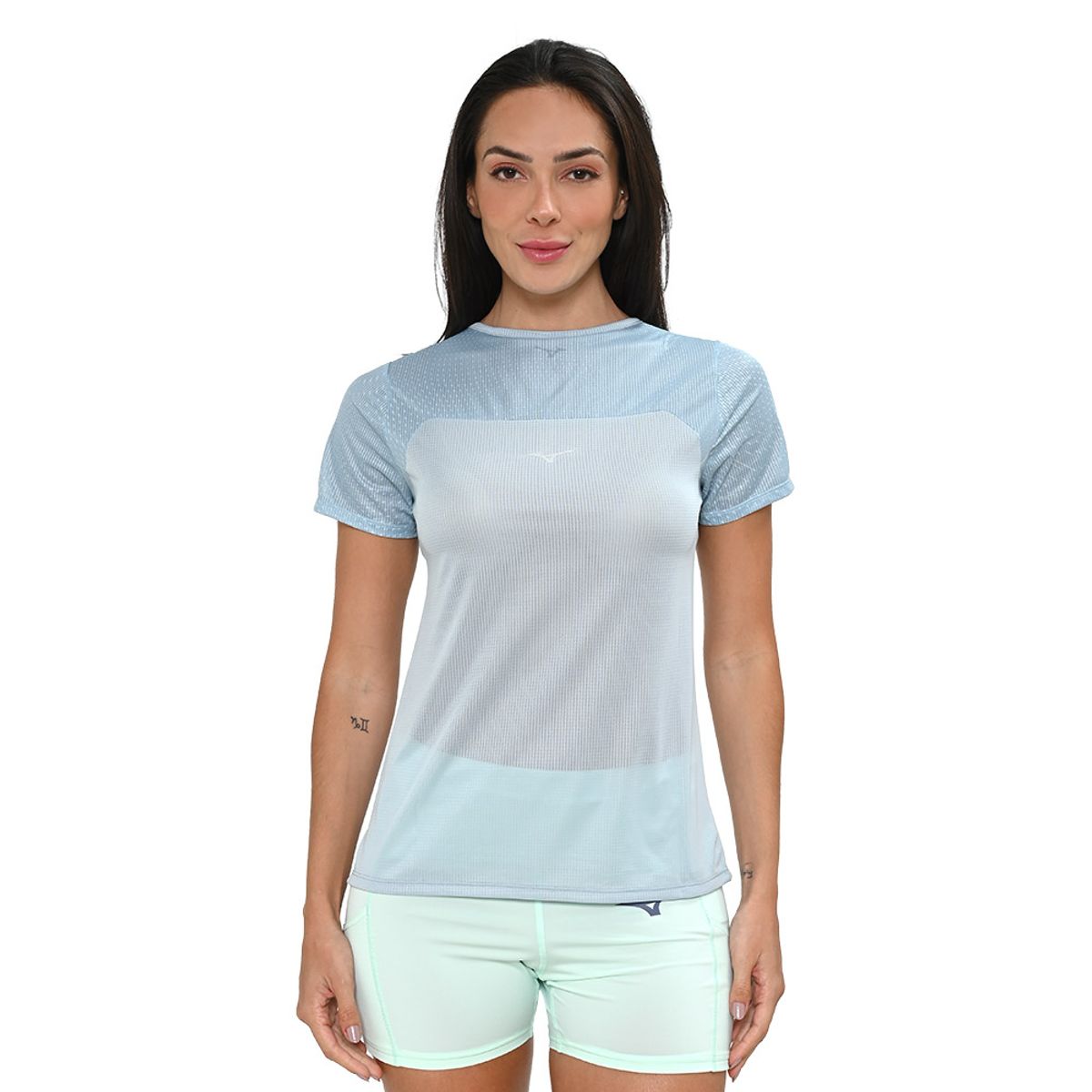 Camiseta de Corrida Mizuno DryAeroFlow Graphic Feminina GG Azul