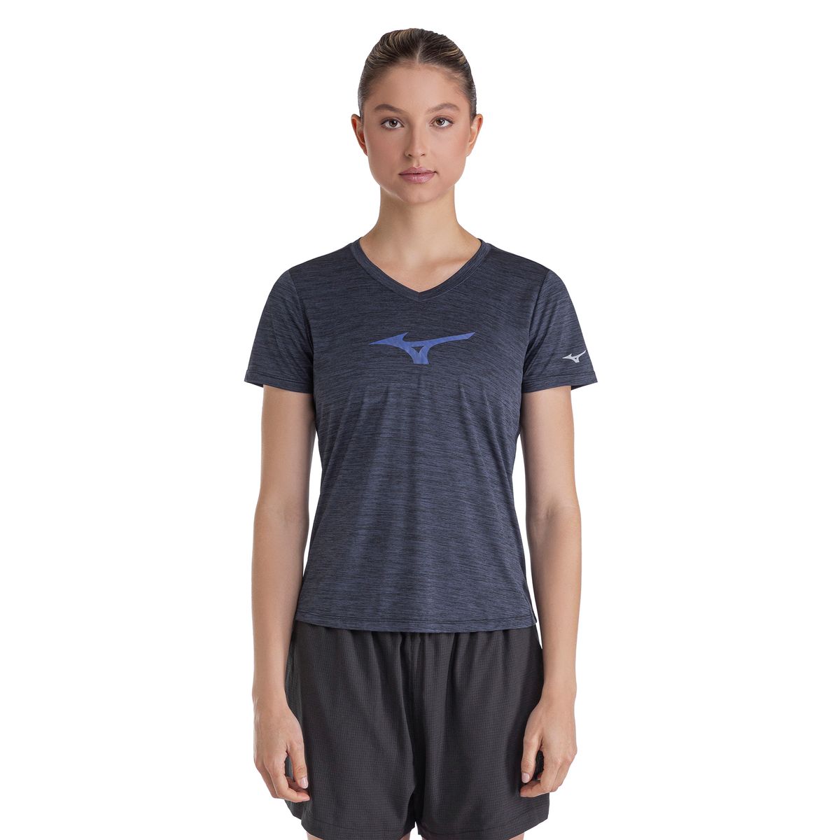 Camiseta de Corrida Mizuno Spark Big Logo 2 Feminina GG Azul