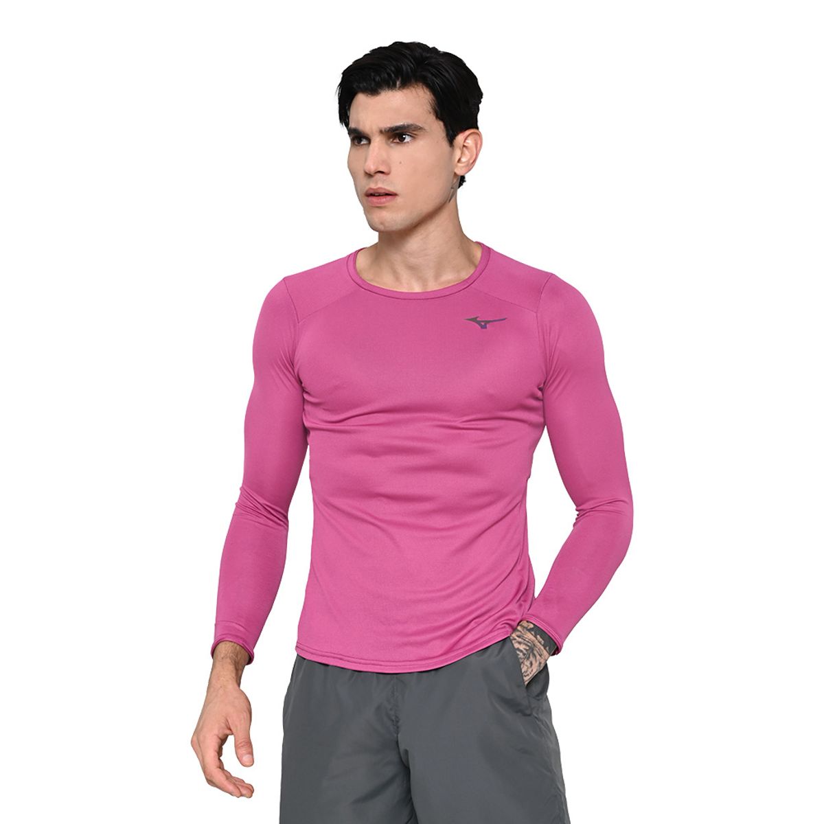 Camiseta de Treino Mizuno Two Loops 88 LS Masculina P Rosa