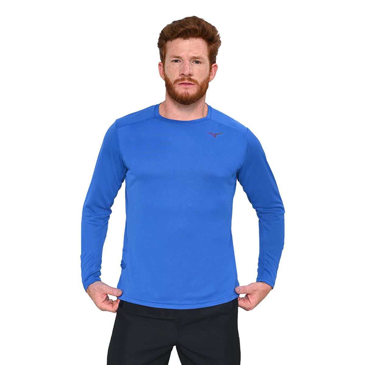 Camiseta de Treino Mizuno Two Loops 88 LS Masculina GG Azul