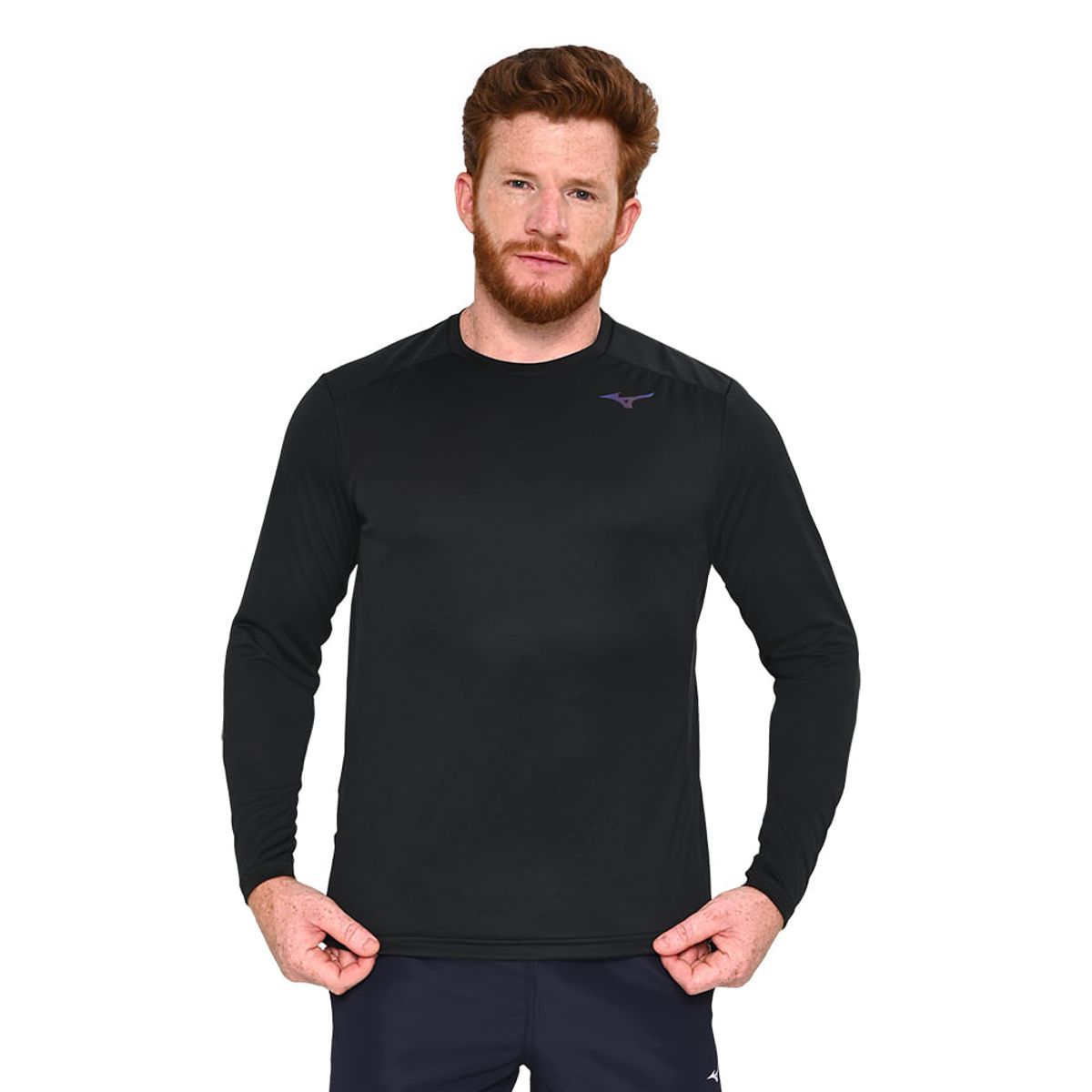 Camiseta de Treino Mizuno Two Loops 88 LS Masculina GG Preto