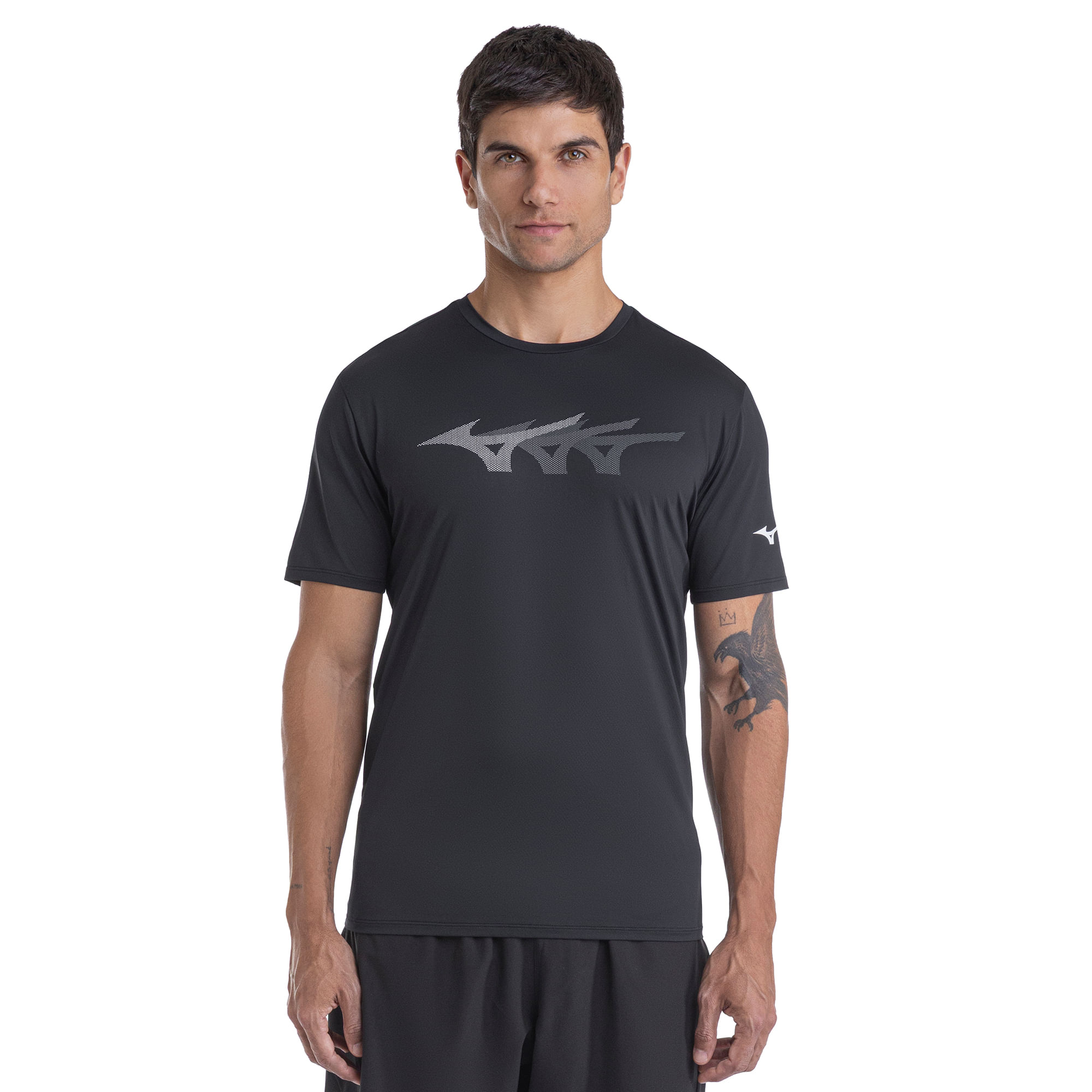 Camiseta de Corrida Mizuno Focus Stamp Masculina - P Preto