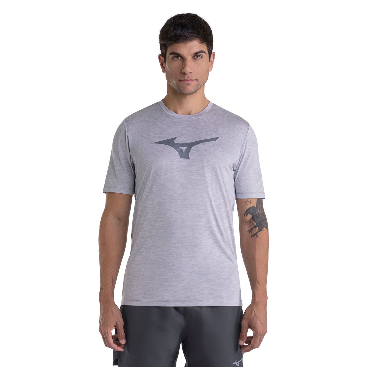 Camiseta de Corrida Mizuno Run Spark Mescla G Cinza