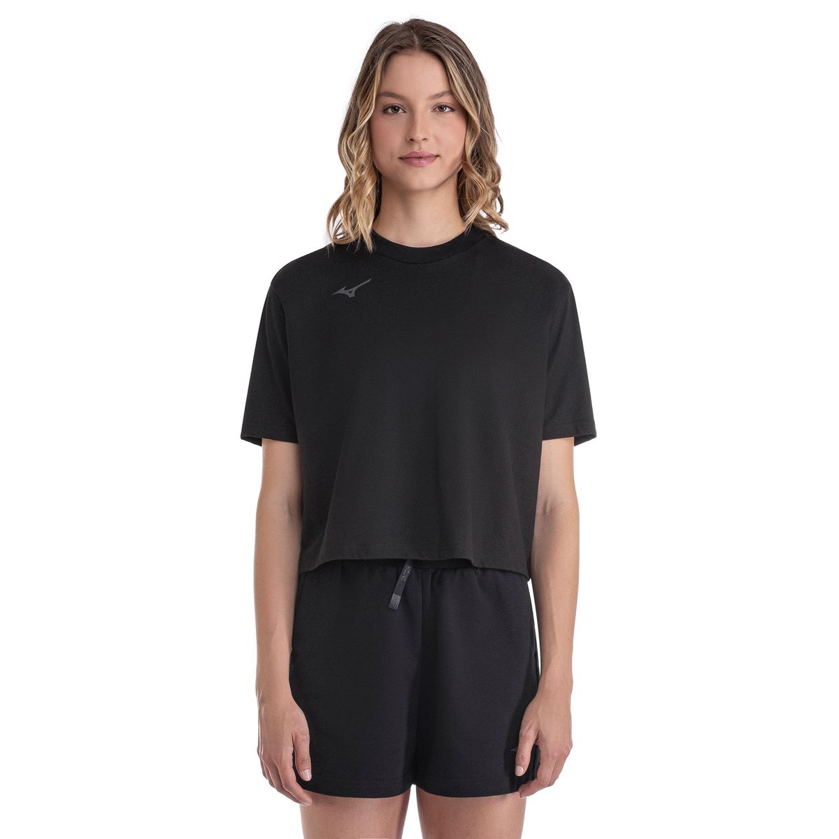 Camiseta Cropped Mizuno 3 Feminina M Preto
