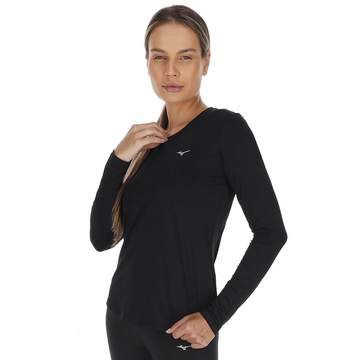 Camiseta Manga Longa Mizuno Pro UV Feminina P Preto