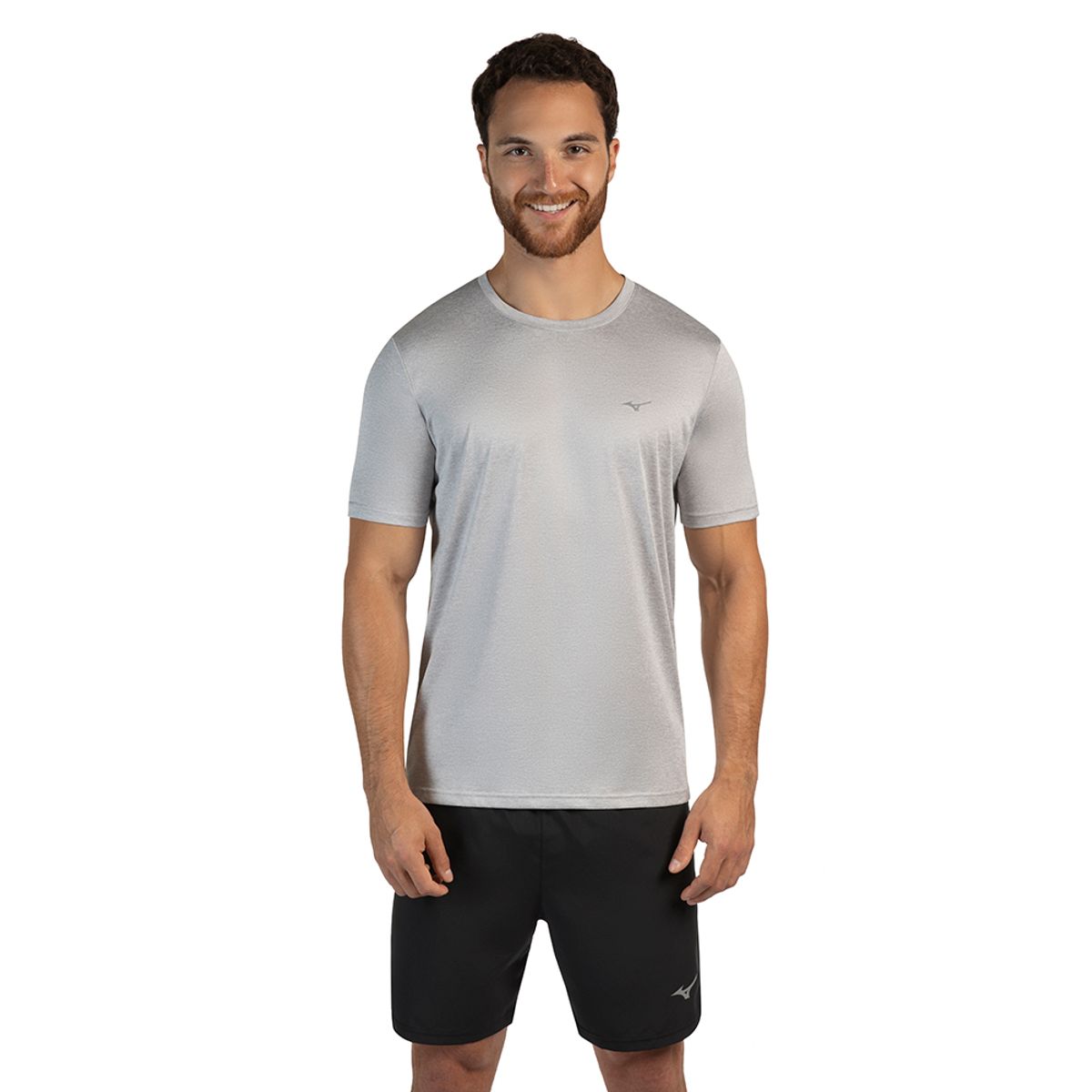 Camiseta de Corrida Masculina Mizuno Run Spark 2 Mescla GG Cinza
