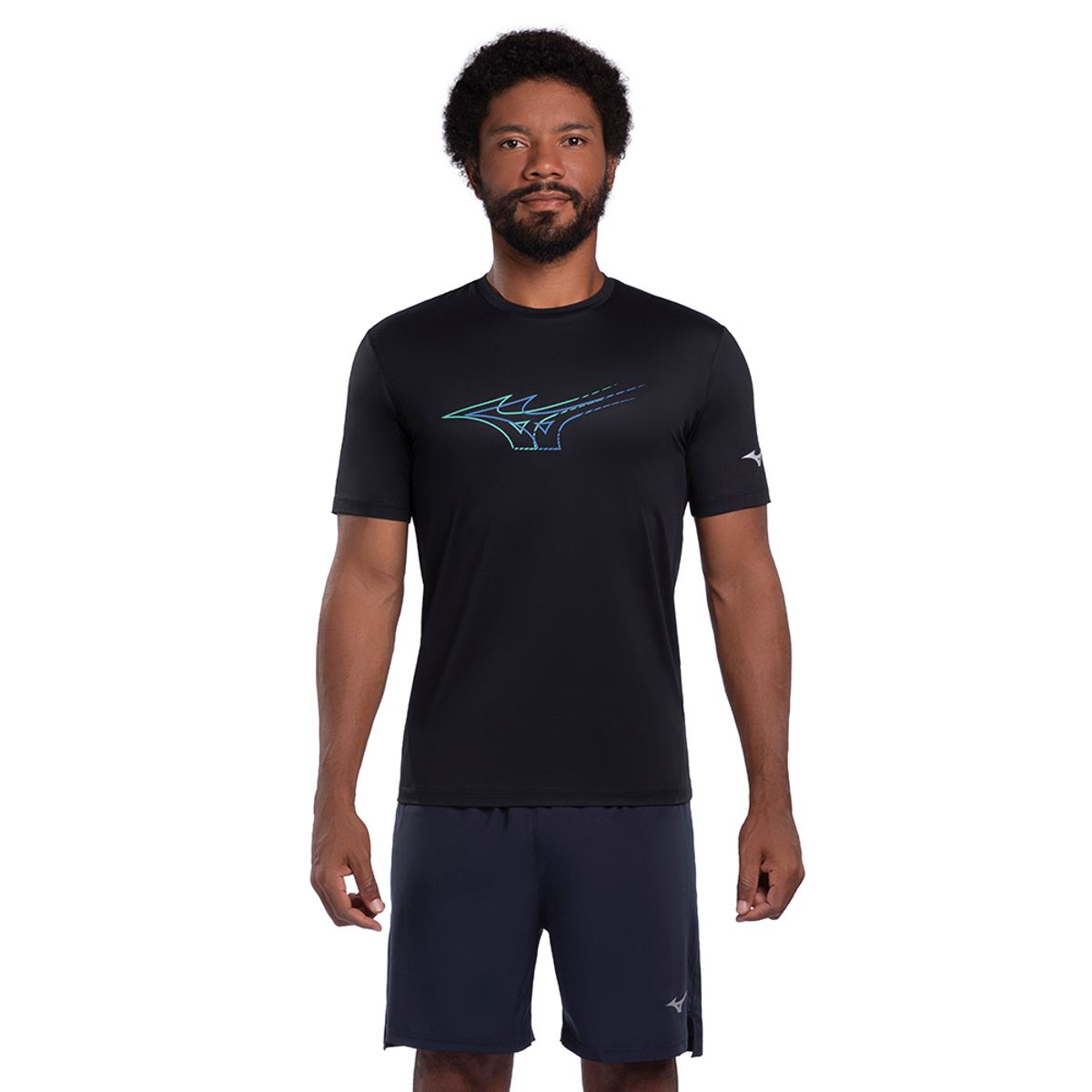 Camiseta Corrida Mizuno Focus Stamp Masculina P Preto