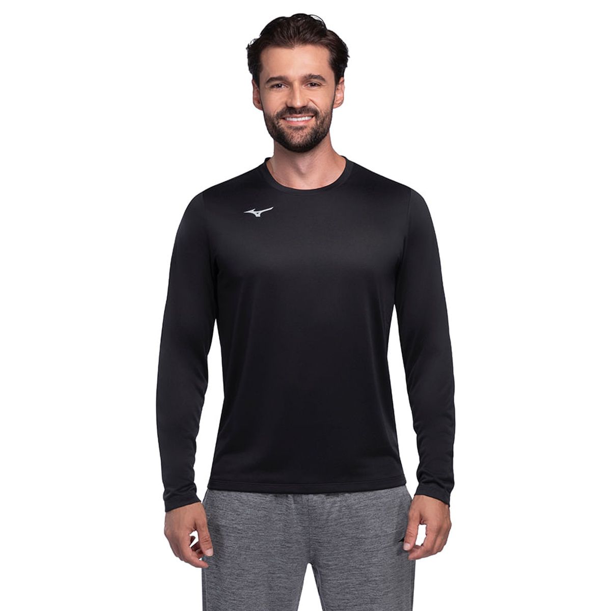 Camiseta de Treino Manga Longa Mizuno Energy 2.0 Masculina G Preto