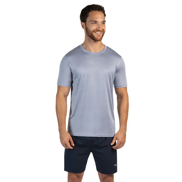 Camiseta de Corrida Masculina Mizuno Run Spark 2 Mescla P Cinza