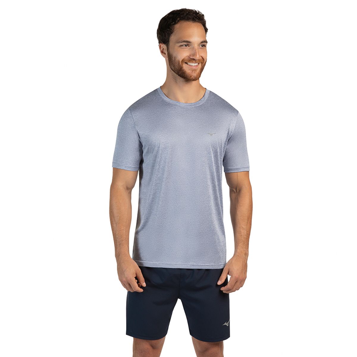 Camiseta de Corrida Masculina Mizuno Run Spark 2 Mescla P Cinza