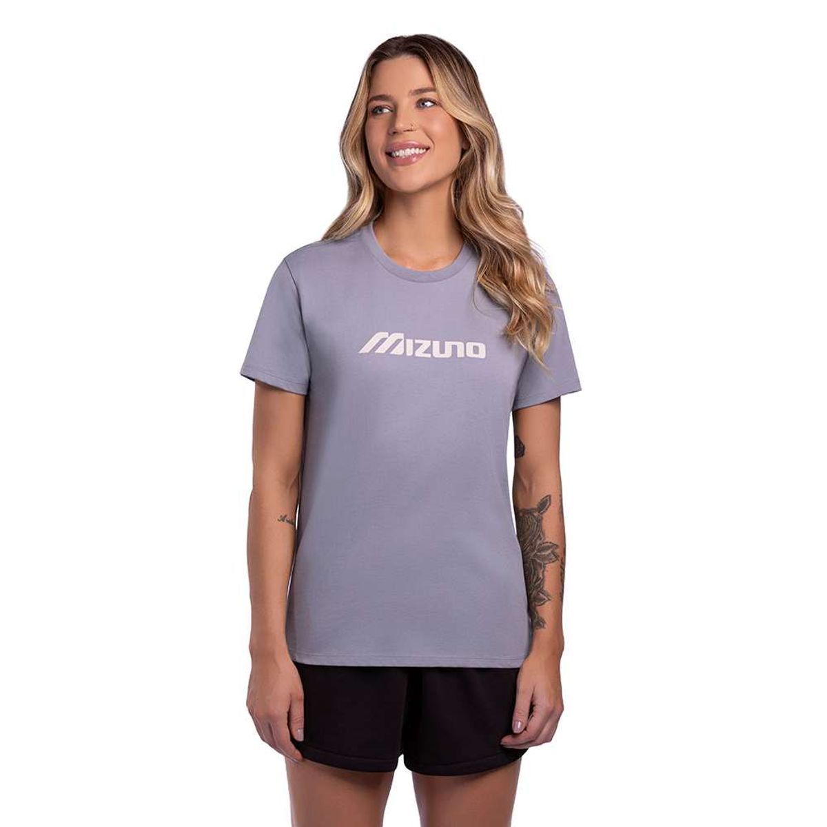 Camiseta Feminina Mizuno Basic Run Bird P Cinza