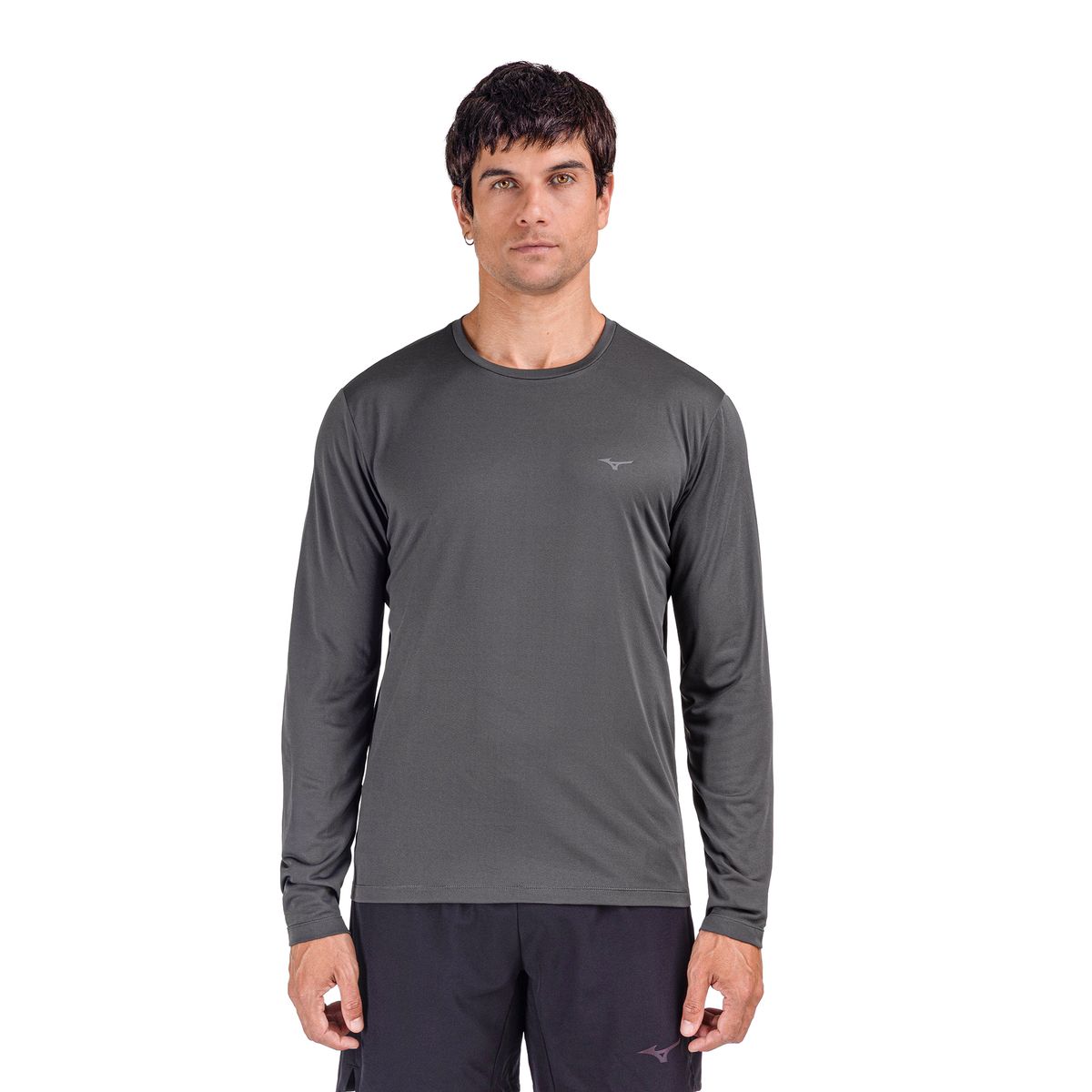 Camiseta de Corrida Manga Longa Mizuno Nirvana Masculina P Cinza