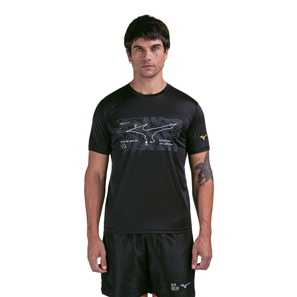 Camiseta de Corrida Mizuno Focus Stamp Masculina G2 Preto