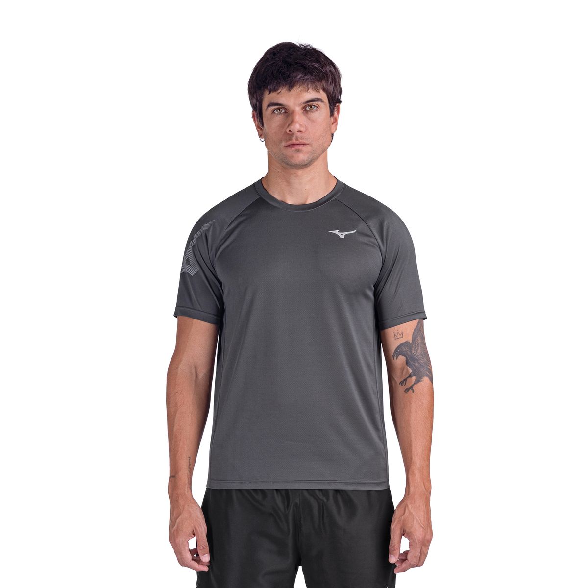 Camiseta de Corrida Mizuno Run Easy 6 Masculina P Cinza