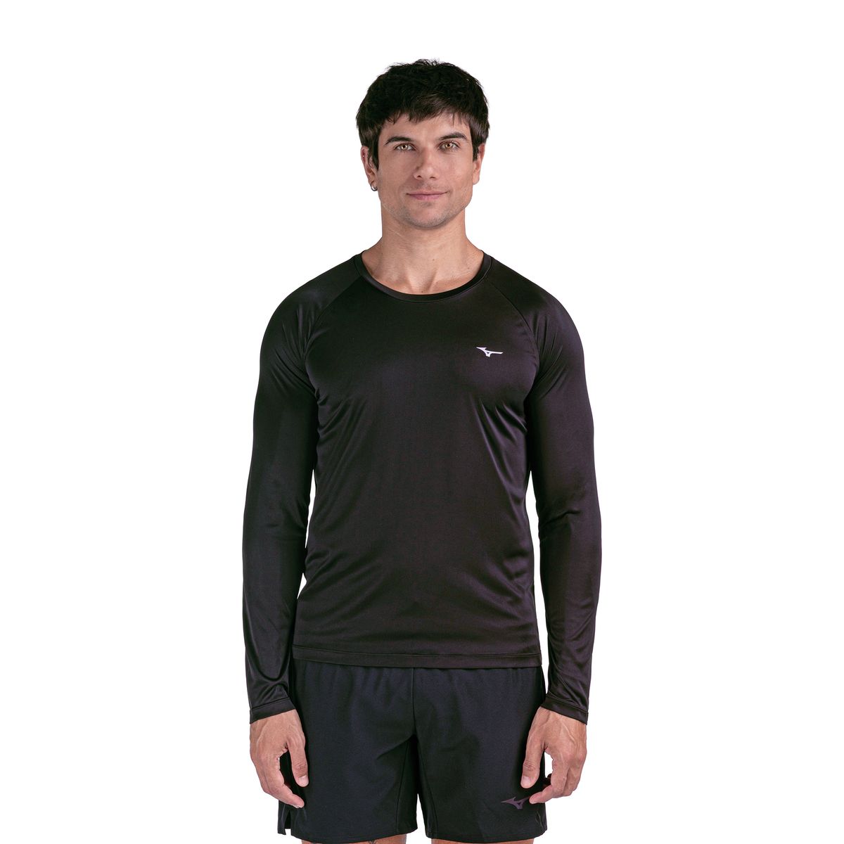 Camiseta Manga Longa de Corrida Mizuno Pro UV 2 Masculina P Preto