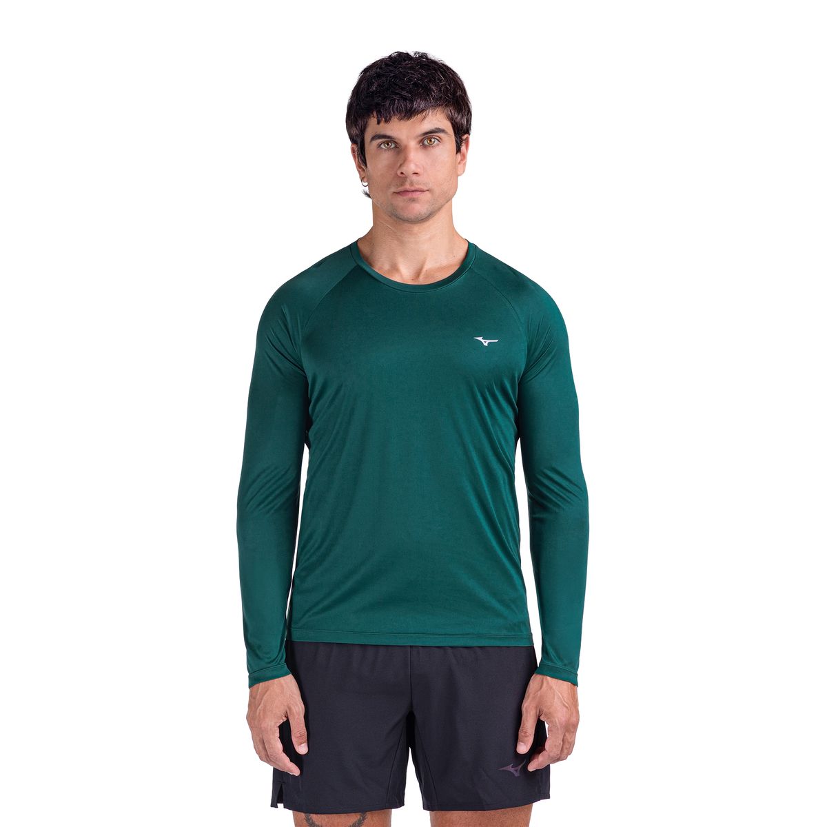 Camiseta Manga Longa de Corrida Mizuno Pro UV 2 Masculina GG Verde