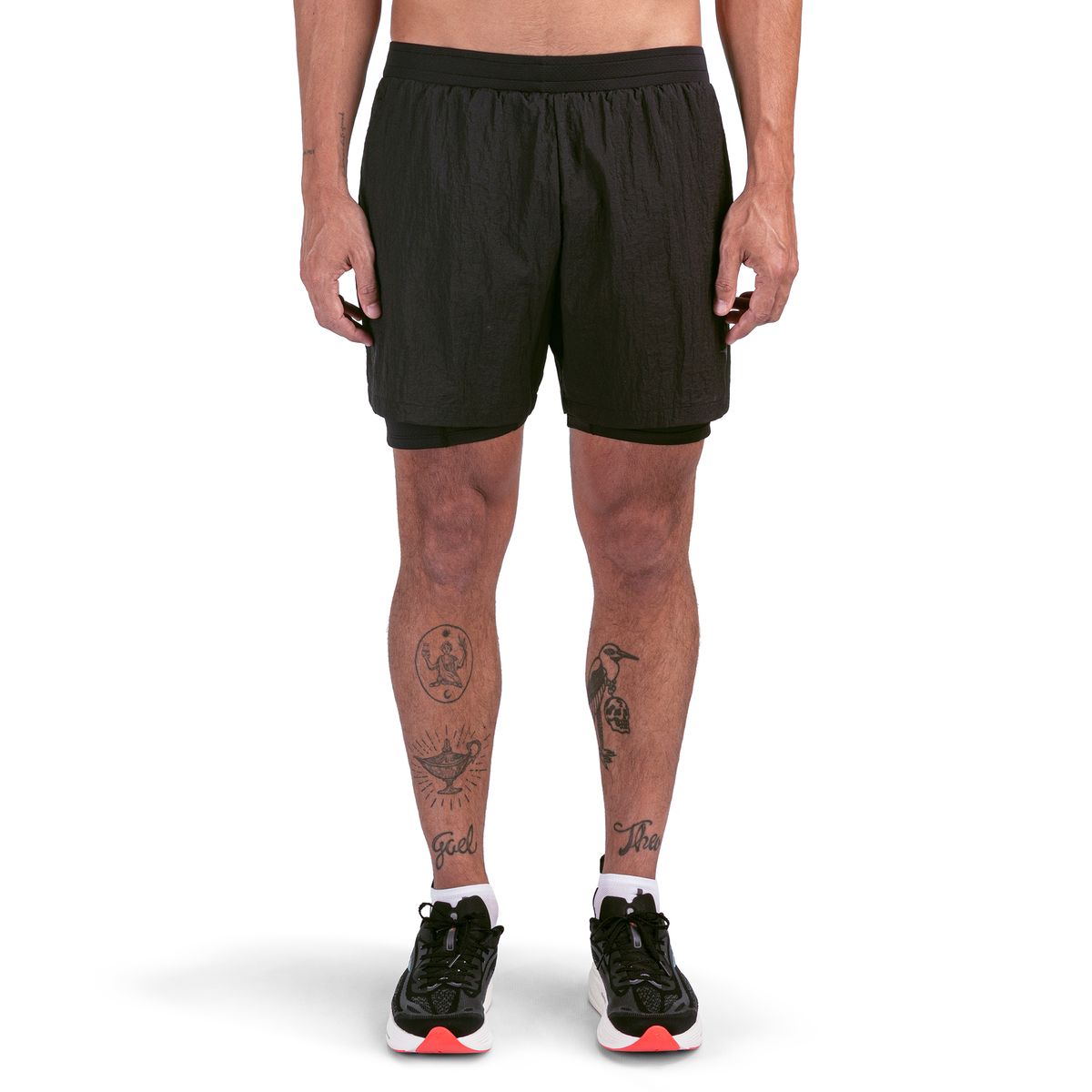 Shorts 2 em 1 de Corrida Mizuno High 3 Masculino GG Preto