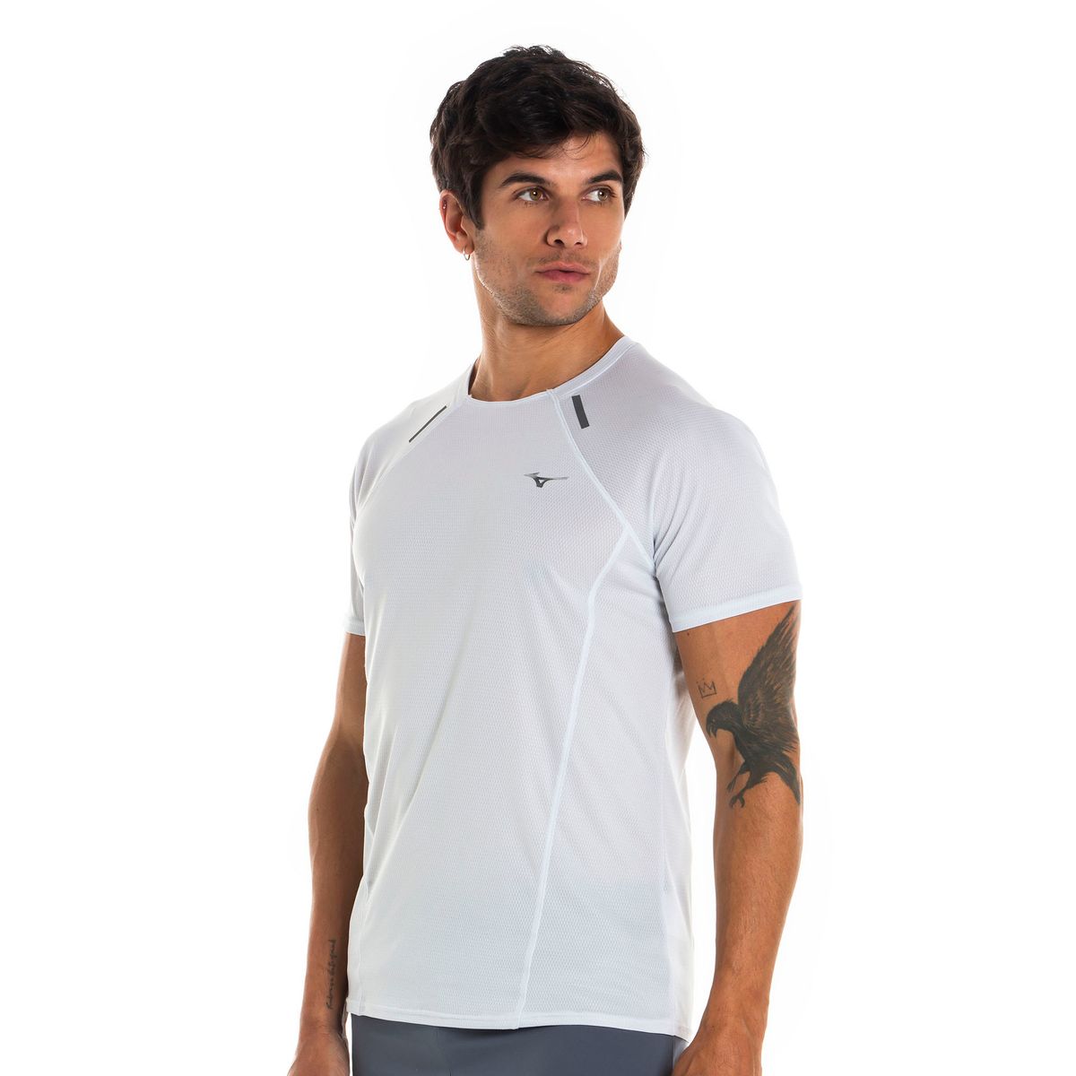 Camiseta de Corrida Mizuno DryAeroFlow Masculina P Branco