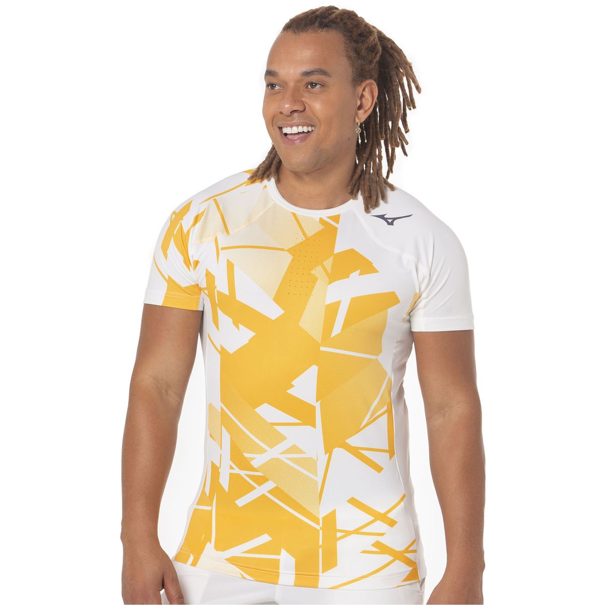 Camiseta de Tennis Mizuno Daybreakers Shadow Masculina G Branco